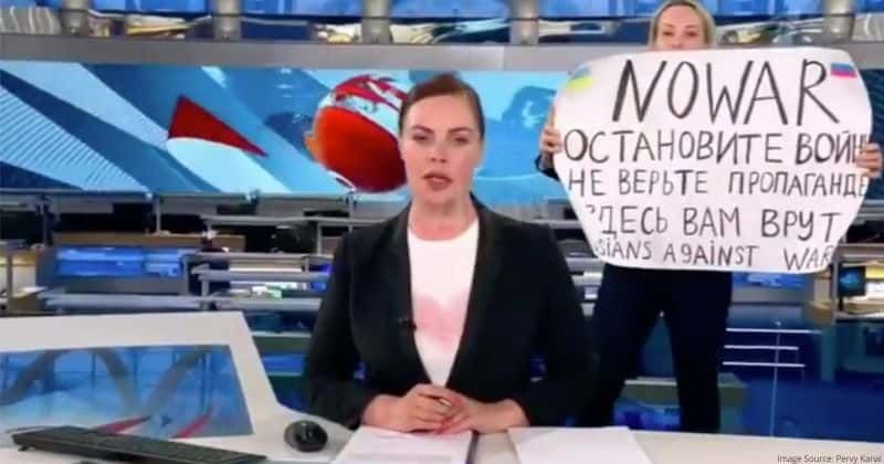 Russian journalist disrupts live broadcast to protest war, gets fined: 'They are lying to you'