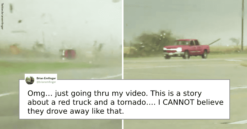 Teen driver's truck flipped by tornado spins back onto its wheels in 10 seconds, helping boy escape