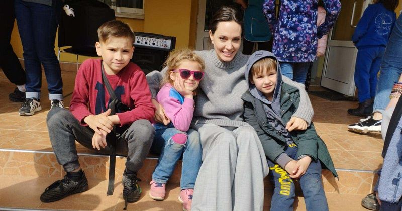 Angelina Jolie goes to Ukraine and visits kids displaced by the war