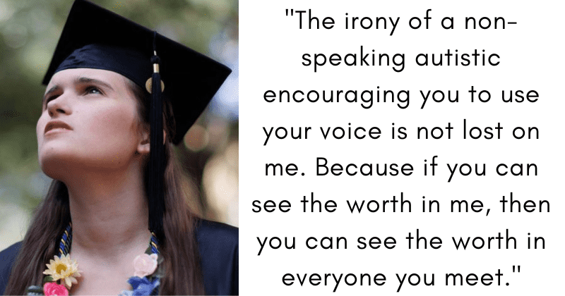 Nonspeaking valedictorian with autism urges peers to use their voices in moving graduation speech