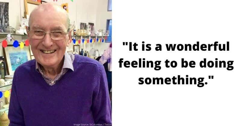 He's 100 years old. But that doesn't stop him from working at a charity shop four hours away.