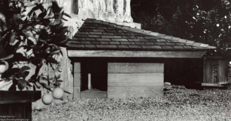 Boy's dog house was built by Frank Lloyd Wright, the man who designed the Guggenheim Museum