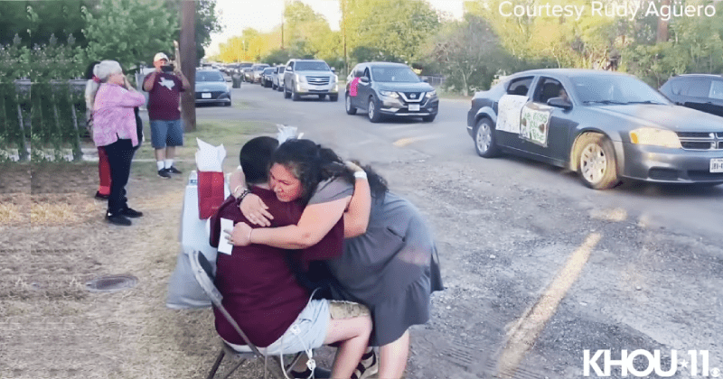 Whole town comes to greet Uvalde teacher who returned from hospital after getting shot