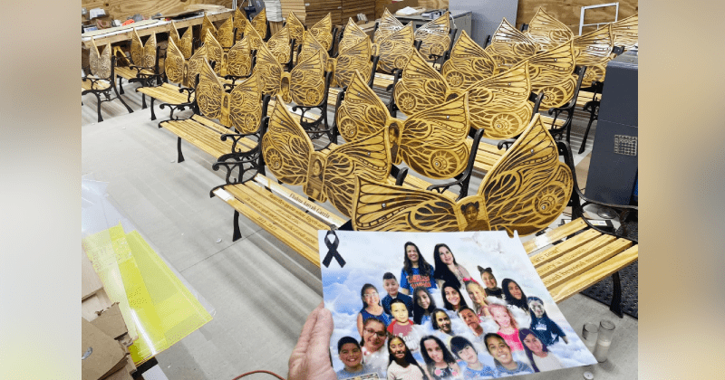 Man gifts 21 customized memorial benches to families of Uvalde school shooting victims