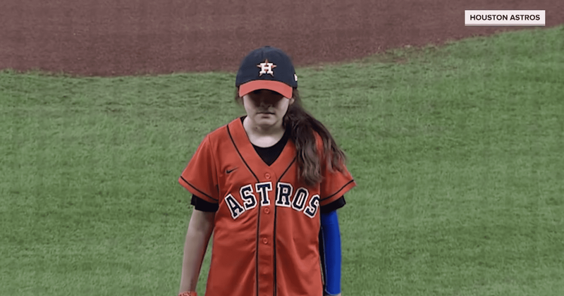 Uvalde shooting survivor throws out first pitch at Houston Astros game. She spent 66 days in hospital.