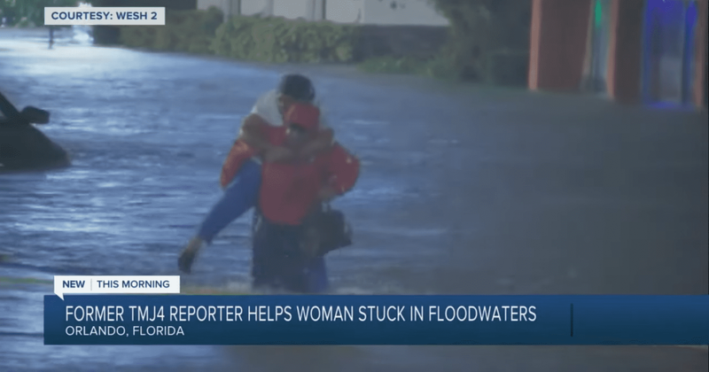 Heroic TV reporter rescues nurse trapped in car during Hurricane Ian flood, carries her to safety