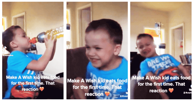 Boy who had a feeding tube for years had wholesome reaction to trying 'real food' for the first time