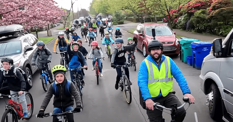 'Bike buses:' Kids are commuting to school together in group bike rides and the idea is catching on