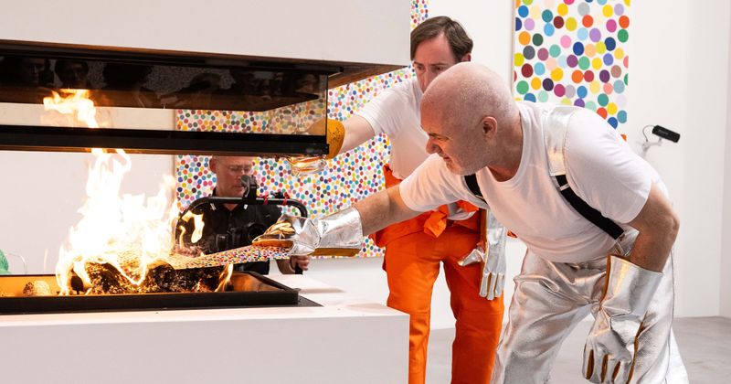 Artist Damien Hirst just burned a thousand paintings of his, plans to burn 4000 more: 'That is art'