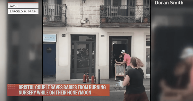 Couple on their honeymoon hailed as heroes for saving babies from burning building: 'It was wild'