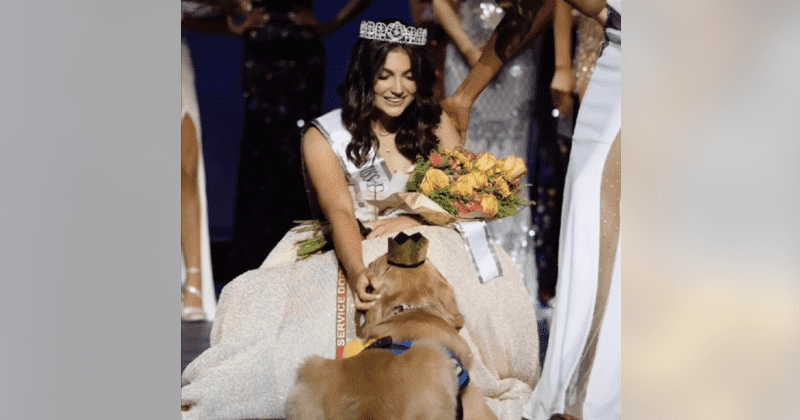 Teen with epilepsy crowned Miss Dallas Teen USA, and her service dog gets a little crown too