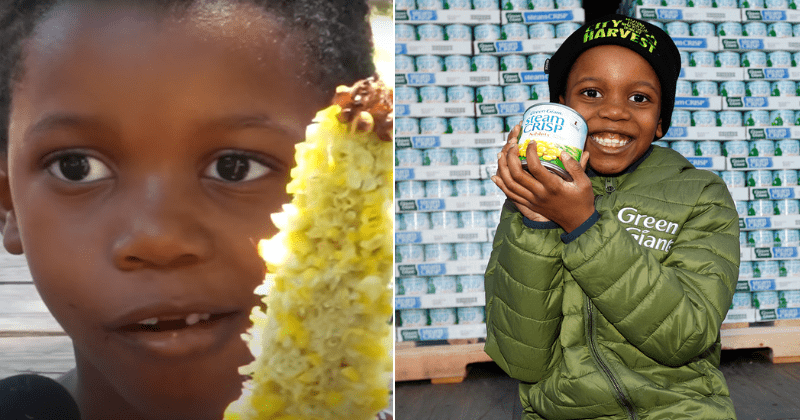 'Corn kid' helps donate 50,000 cans of his favourite food to people in need for Thanksgiving