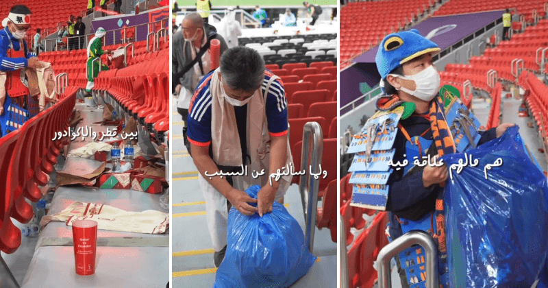 Japanese fans praised for staying back to clean up stadium after World Cup game: 'We respect the place'