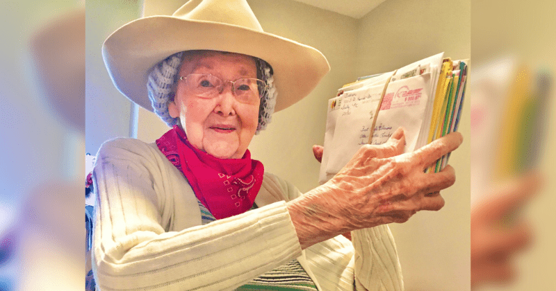 Senior wished for 105 cards for her first birthday party at 105. She got 1200 cards and much more