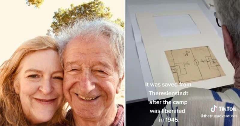 Emotional moment Holocaust survivor sees the picture he drew as a boy in the concentration camp