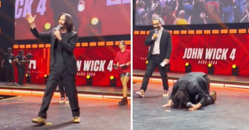 Keanu Reeves bows down before fans in touching moment after overwhelming response from audience