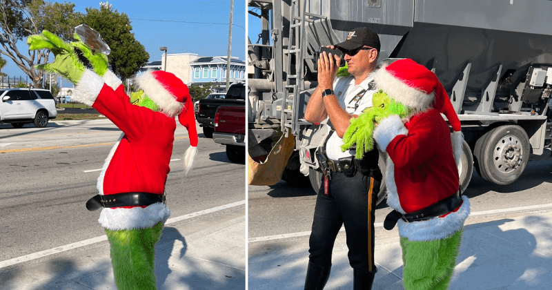 Sheriff's deputy dresses up as the Grinch, hands out onions to drivers overspeeding in school zone