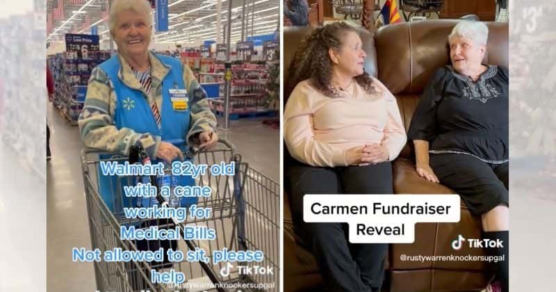 Woman raises over $130,000 to help pay off the medical debt of elderly Walmart worker using a cane