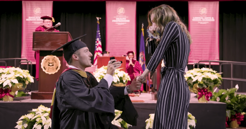 Student proposes to his college sweetheart at graduation ceremony: 'She's the love of my life'