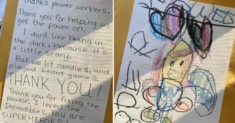 Girl scared of the dark writes adorable letter thanking power workers for turning the light back on