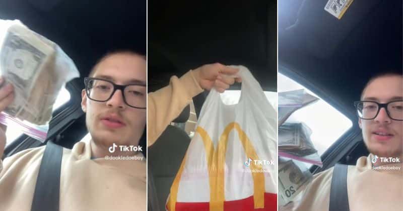Man accidentally given wads of cash instead of his order at McDonald's