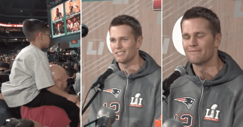 Tom Brady chokes up after a 7-year-old asks him about his hero: 'That's a great question'