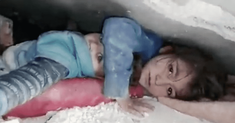 7-year-old girl protects her brother for 36 hours while being stuck under earthquake rubble in Syria