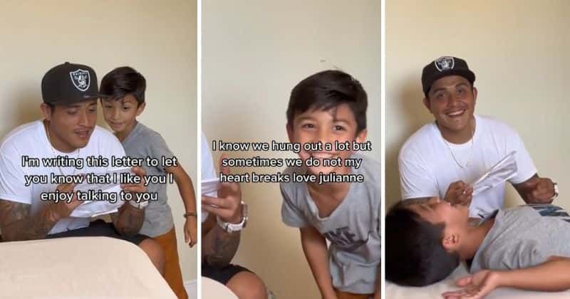 6-year-old boy can't stop blushing after coming home from school with his first ever love letter