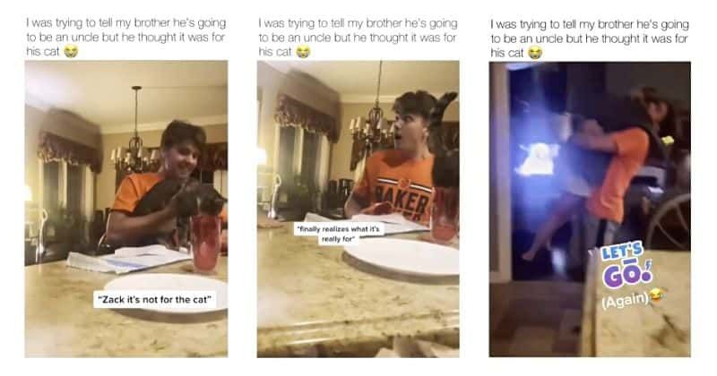 Sister gives brother a baby onesie to hint she's pregnant but it flew right over his head