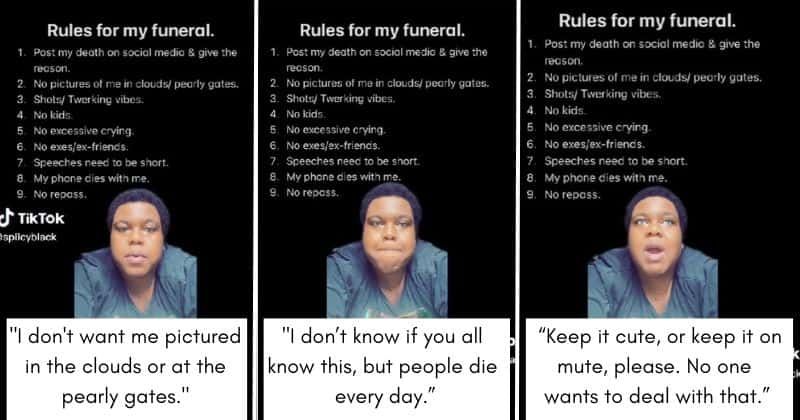 Person lists 9 rules for their own funeral and it's absolutely hilarious: 'Keep it cute, or on mute'