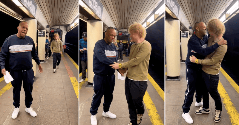 Ed Sheeran surprises subway busker singing his song with incredible gift: 'You just made my day'