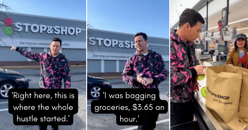 Mark Wahlberg returns to bag groceries at the store he worked at as a teen: 'Where it all started'