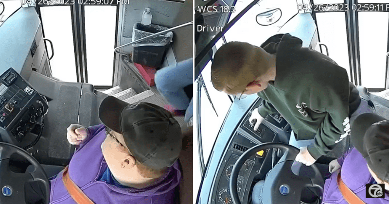 7th grader jumps into action to stop school bus and save fellow students after driver passed out