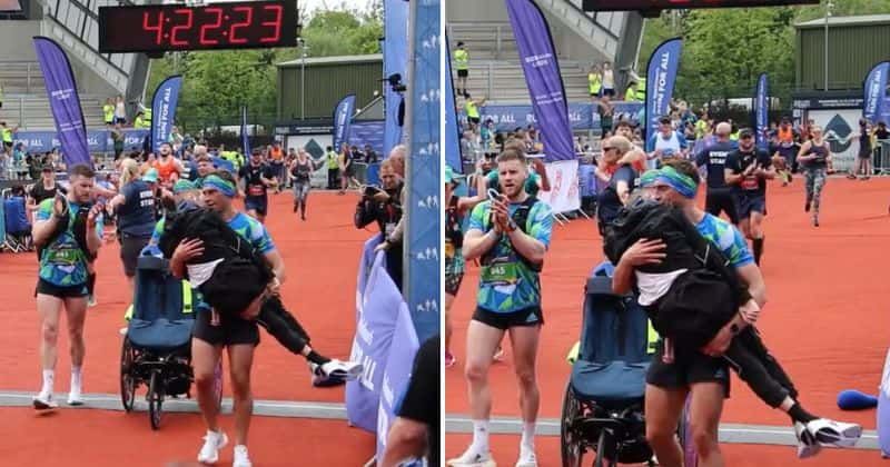 Rugby star carries terminally-ill teammate over marathon finish line in beautiful display of friendship