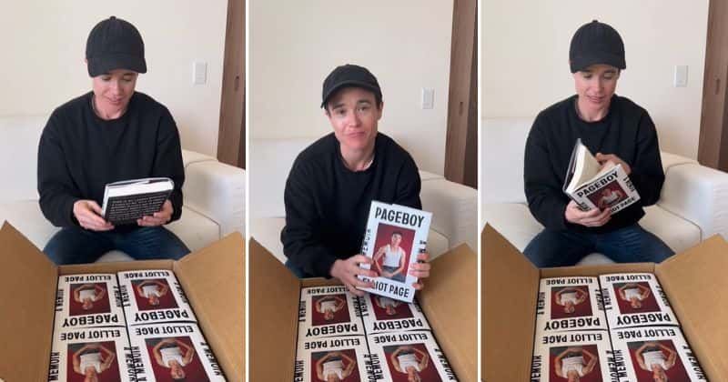 Elliot Page gets emotional unboxing copies of his memoir 'Pageboy': 'Can't wait for you to read it'