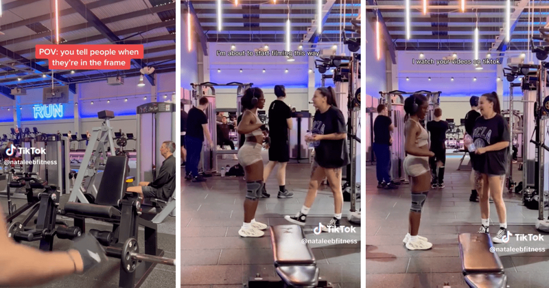  Woman asking people around her before filming in the gym shows us the importance of consent