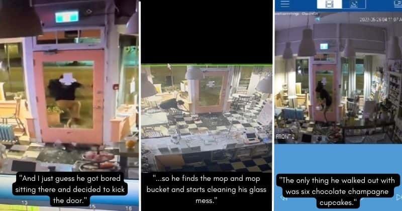 Thief who broke into a bakery, sweeps the floor and takes some selfies before leaving with cupcakes