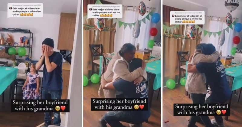 Man breaks down as girlfriend surprises him with his grandmother in heartwarming video: 'How sweet'