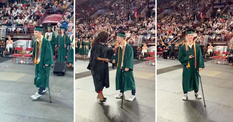 Paralyzed student overcomes several obstacles to walk the stage on his graduation