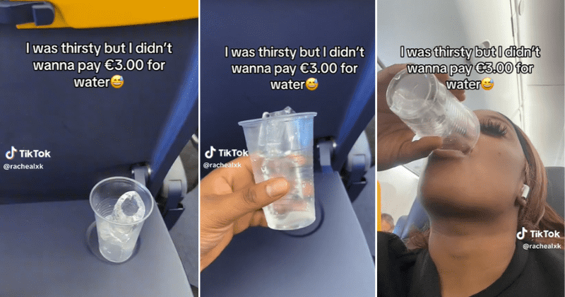 Passenger comes up with clever hack to quench thirst for free in flight that charges $3 for water