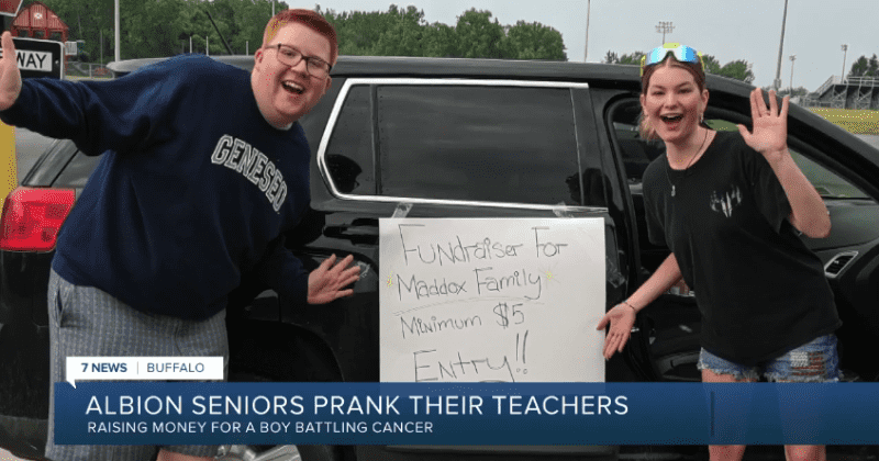 Senior high school class prank teachers to raise $1,000 for boy fighting cancer