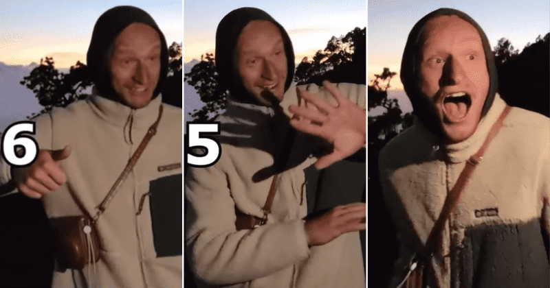 Amazing video shows man successfully predicting volcano eruption and his friends absolutely lose it