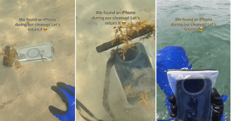 Diver finds iPhone in waterproof bag while cleaning the ocean and returns it to the owner