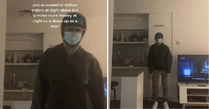 Woman disguises herself as a man to work safely as a delivery person at night, sparking debate