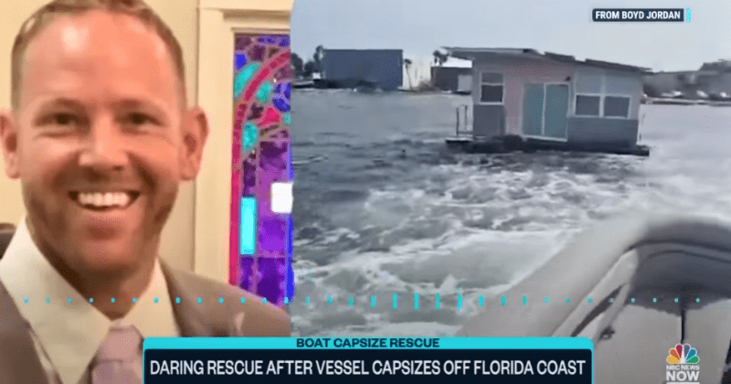 Man dives into treacherous waters to save strangers from sinking houseboat during devastating Florida storm