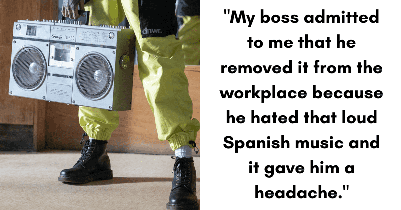 Employee buys a louder stereo after boss takes away the previous one to stop Spanish music