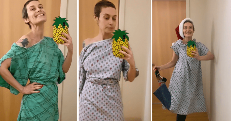 Cancer survivor creatively styles her hospital robe in 30 different ways for a month and it's so inspiring