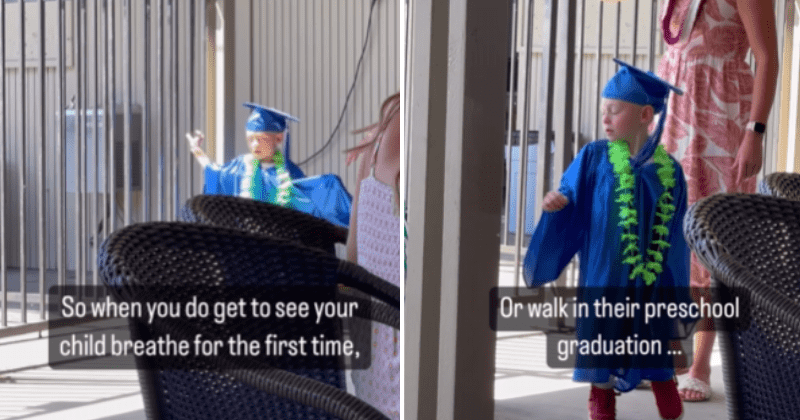 Little boy with cerebral palsy walks at his preschool graduation and wins hearts