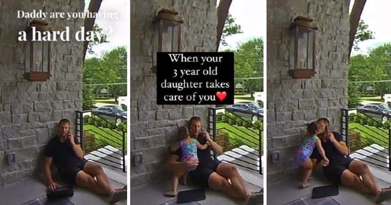 Little girl checks on her dad after she thinks he was 'having a hard day' in a heartwarming clip