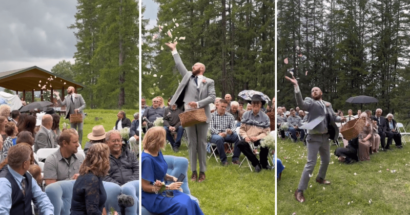 Brother of bride becomes the 'flower girl' at her wedding and gives a beautiful performance